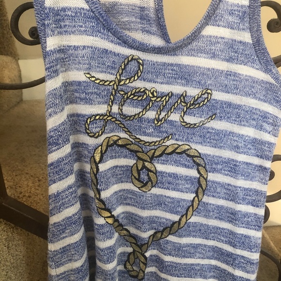 Stranded Love Rope Heart StripeKnit Racer Tank - Picture 2 of 5
